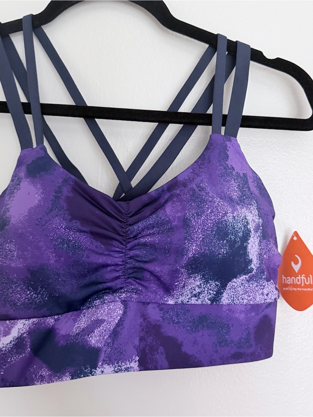 Handful Purple Printed Strappy Sports Bra